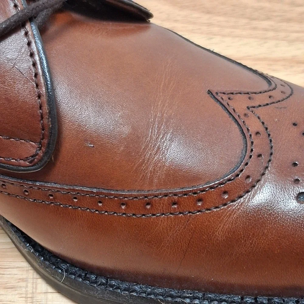 Johnston & Murphy Signature Series Men 10.5W Brown Wingtip Oxford Dress Shoes